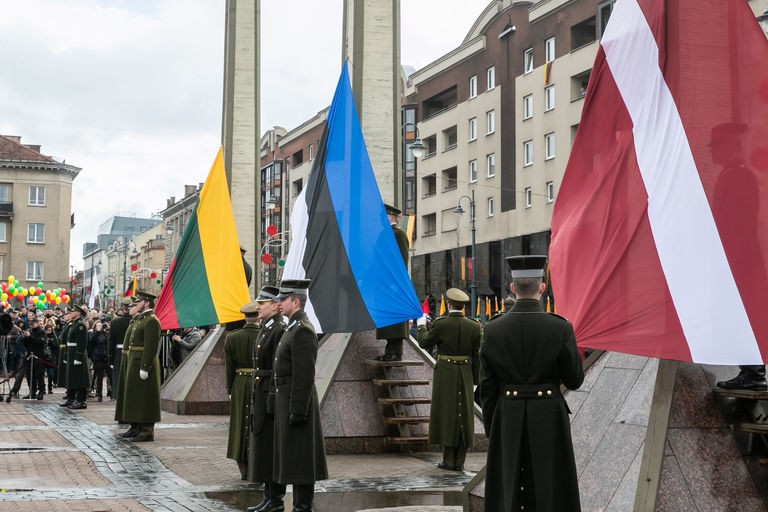 Kovo 11-ąją Nepriklausomybės aikštėje suplevėsuos trijų Baltijos valstybių vėliavos (2020-03-09)
